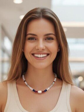 Artisan Handmade Pearl and Gemstone Collar Necklace 17.25 Inches